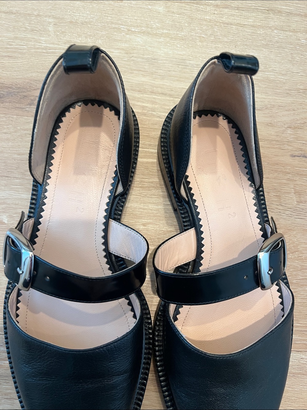 INCH² Caviar Black Leather Mary Jane Flats Size EU 40/US 10 - Picture 3 of 10